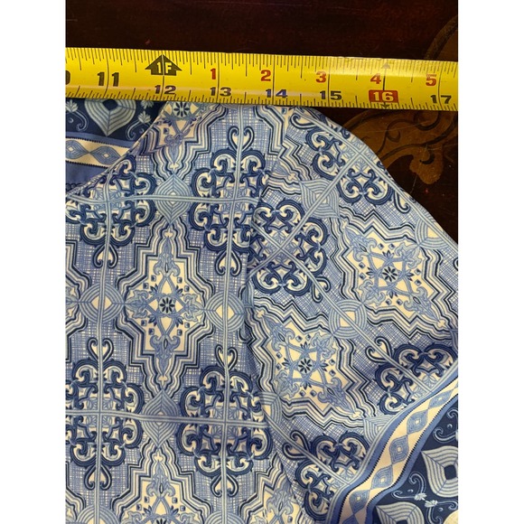 Cabana Life Blue White Tile Print UPF 50+ Shift Dress Beach Preppy Resortwear L - Picture 10 of 14